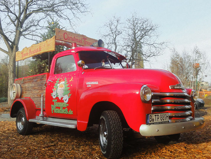 Tannen-Paradies roter Oldtimer Chevrolet