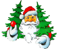 Logo Nikolaus mit Tannenbäumen in den Armen